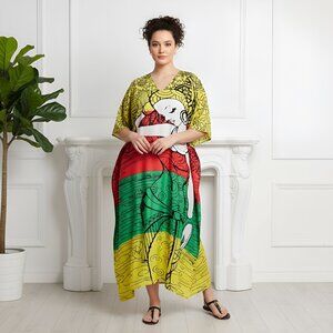 Women Plus Size Tribal Printed Multicolor Kaftan Maxi Dress by Gypsie Blu